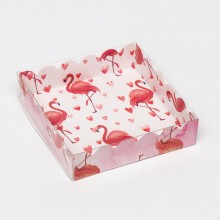 Коробка для печенья "Фламинго" белая 12Х12х3 см